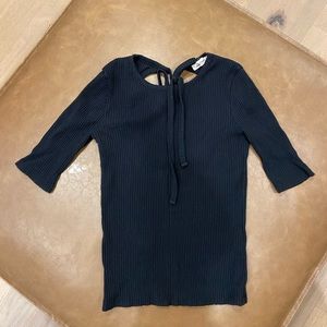 Ribbed Black Top w/ Tie Back